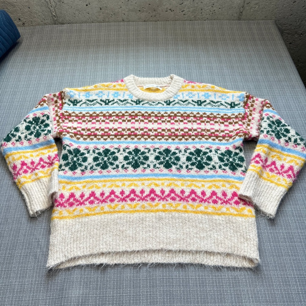 Fair Isle Cottagecore Cozy Sweater Small Altar'd State Wool Blend Oversize